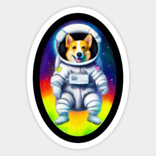 Corgi Space Rainbow Astronaut Sticker